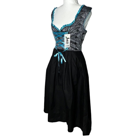 NEW Lukas Dirndl Authentic bavarian EU 36 Long Dirndl front black Paisley dress - Picture 8 of 12